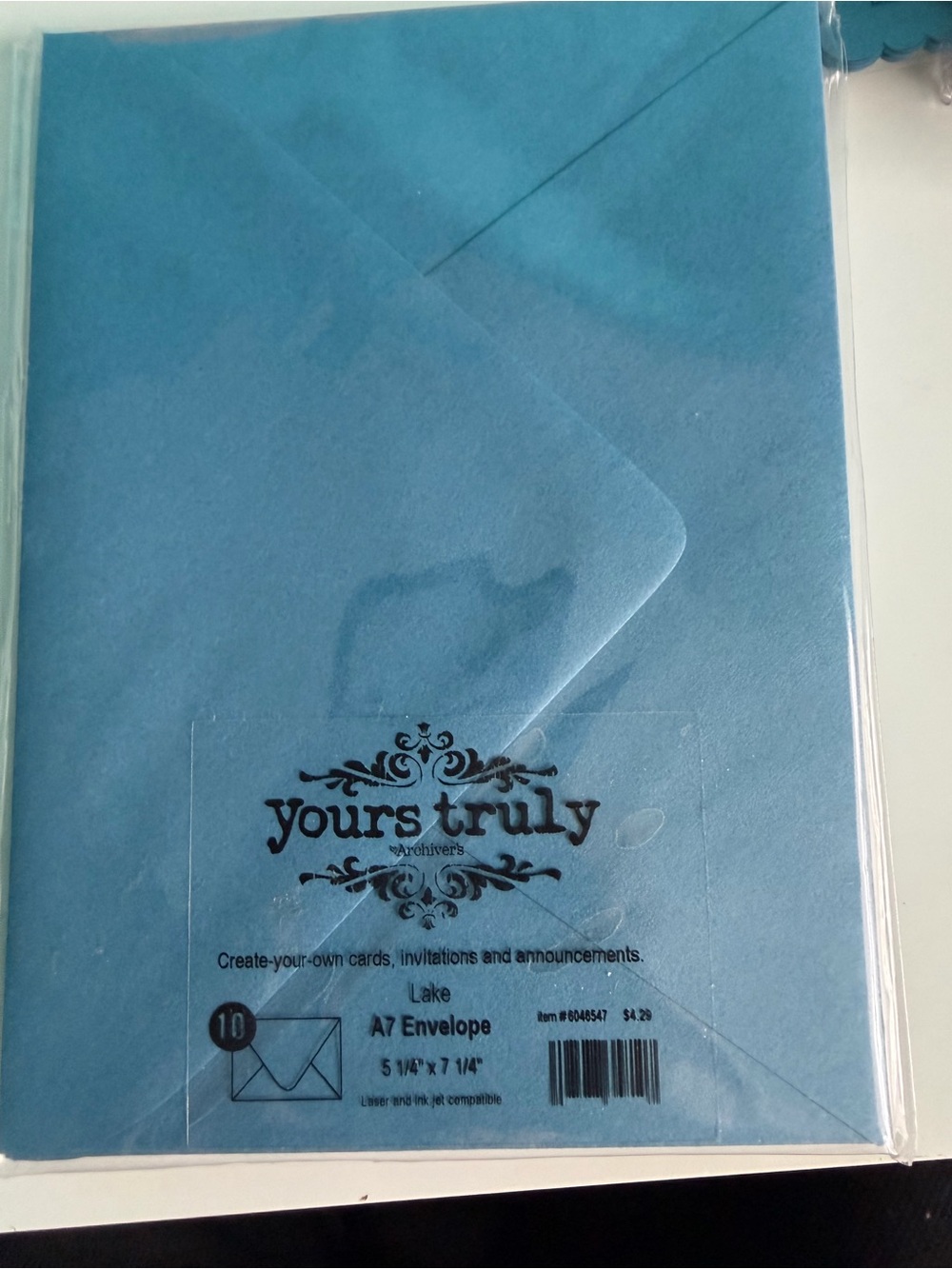 Archiver’s Yours Truly A7 Envelope Light Blue 5 1/4 x 7 1/4 in, Pack of  9